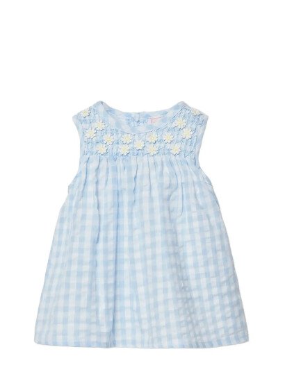 Boboli Poplin Dress Check For Baby Bci Blue 74