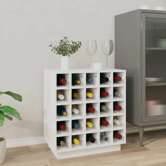 vidaXL Vinhylle hvit 55,5x34x61 cm heltre furu