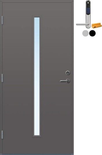 Ytterdør Bygg1 Hovdeby med Kompaktlaminat med Yale Doorman Classic Home