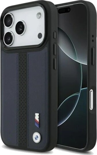 BMW M Perforated Stripe Logo MagSafe Case for iPhone 17 Pro Navy Blue