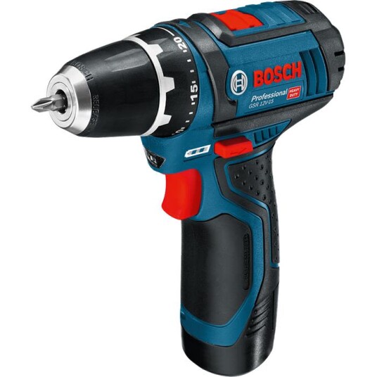 Bosch Professional bore-skrumaskine GSR 12V-15 + 2 batterier Bosch Professional bore-skrumaskine GSR 12V-15 + 2 batterier