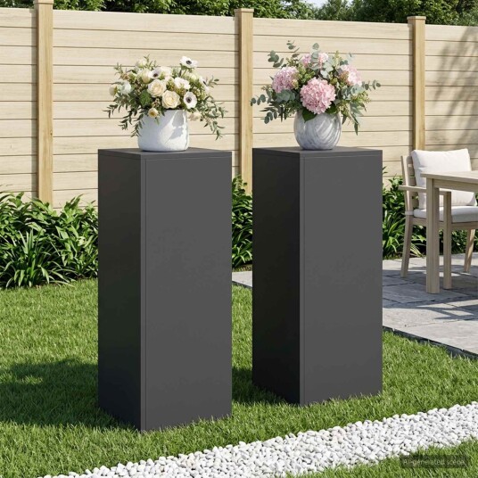 vidaXL Planteholder 2 pcs Svart 30 x 30 x 80 cm Stål