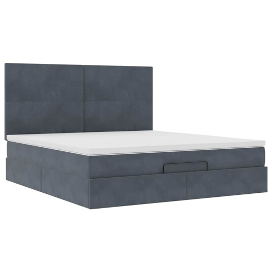 Ottoman sengeramme med madrasser mørkegrå 180x200cm fløyel 3313416