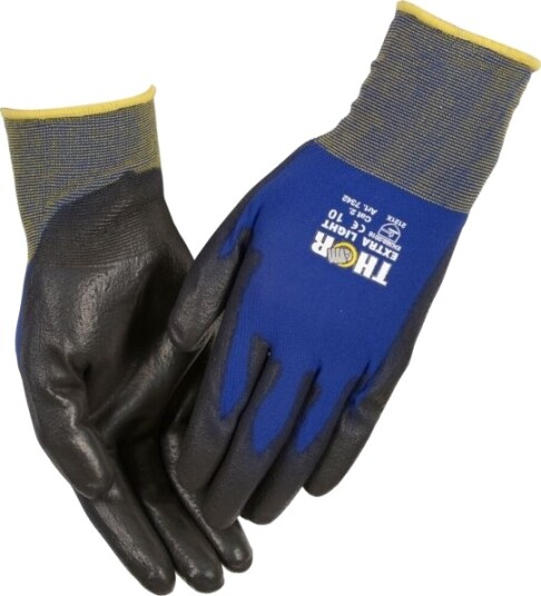 Fingerdyppet Pu Handske Thor Extra Light 7 Blå Pa/Polyester Fingerdyppet Pu Handske Thor Extra Light 7 Blå Pa/Polyester