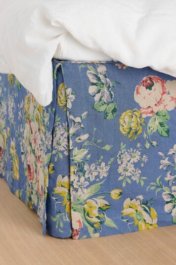 Ellos Home   Sengekappe Candice Rose i vasket lin 52 cm   Blå