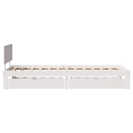 Sengeramme med skuffer hvit 90x190 cm heltre furu 8721102943607