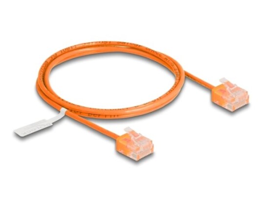 Delock Rj45 Nettverkskabel Cat.6 Utp Ultra Slim 1 M Oransje Med Korte Plugger
