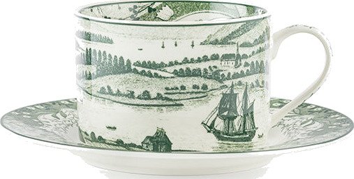 Porsgrunds Porselænsfabrik Vintage Kopp & Skål 22cl Grønn