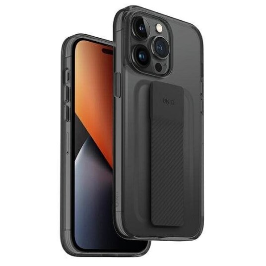 UNIQ iPhone 14 Pro UNIQ Heldro Mount fleksibelt bakdeksel - Gjennomsiktig / Svart
