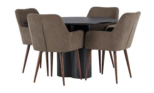 Spisegruppe Venture Home Olivia Ø110 cm med 4 stk Tomorrow Stoler