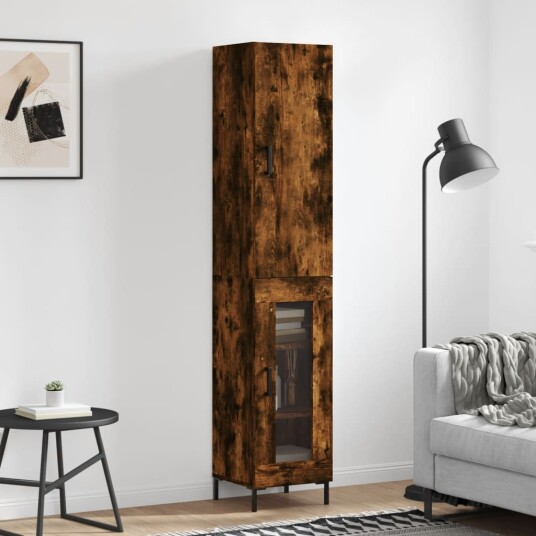 vidaXL Highboard røkt eik 34,5x34x180 cm konstruert tre 8720845484682