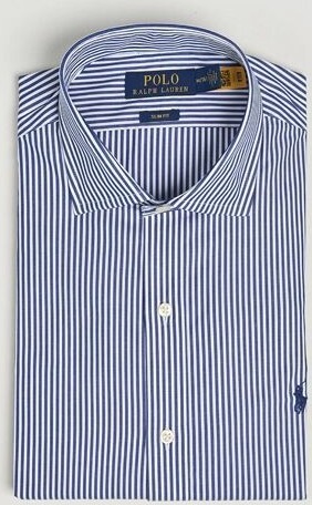 Polo Ralph Lauren Slim Fit Stripe Dress Shirt Royal/White