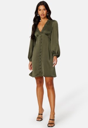 BUBBLEROOM Lucinda satin dress Dark green 44