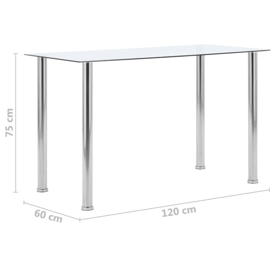 vidaXL Spisebord gjennomsiktig 120x60x75 cm herdet glass vidaXL Spisebord gjennomsiktig 120x60x75 cm herdet glass