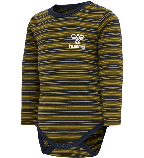 Hummel Body I/e HmlUnited Stripete Black Iris/Grønn 3 år 98 Langermet Body Blå