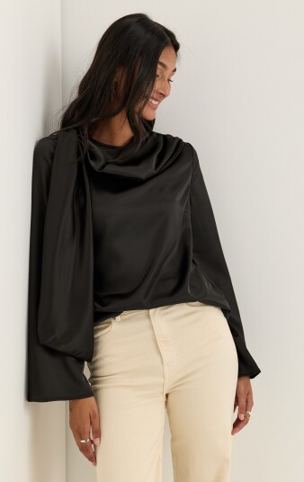Bubbleroom Satin Scarf Blouse