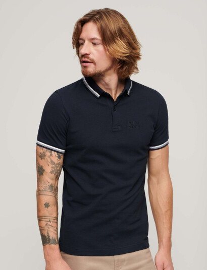 Superdry Sportswear Relaxed Tipped Polo - Navy - S