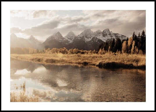 Autumn Morning and Mountains Plakat Plakat / 100x150cm
