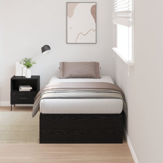 Sengramme med lagring Svart eik 75x190 cm Konstruert tre