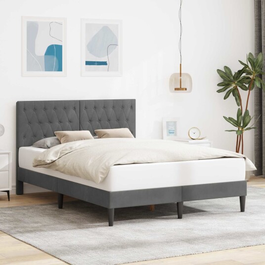  Sengestamme med hodegjerde Mørkegrå 180 x 200 cm Fløyel