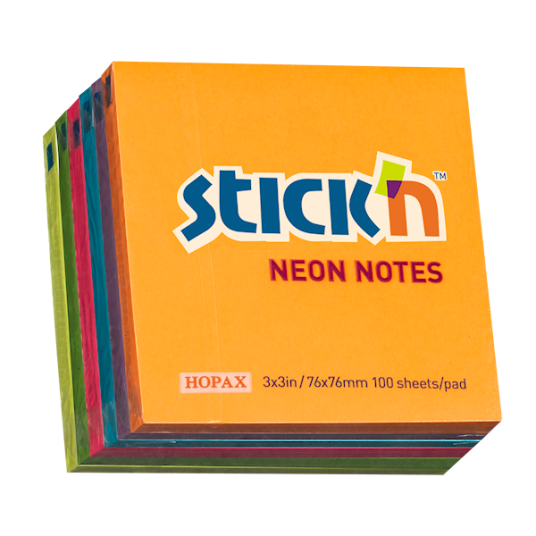 Notisblokk 76x76 100 ark 6-pakning Assortert