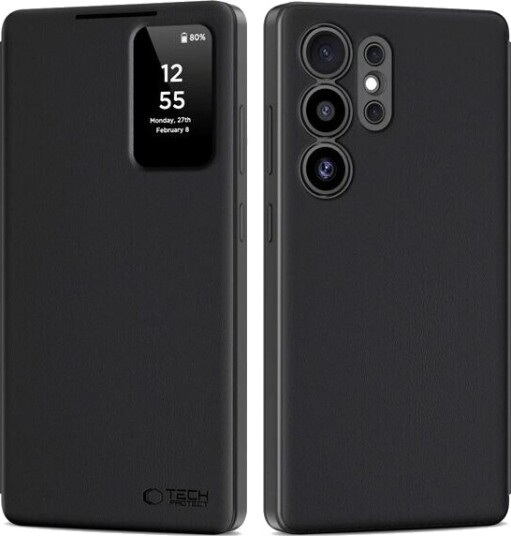 Tech Protect Smart Wallet Case for Samsung Galaxy S25 Ultra Matt Black
