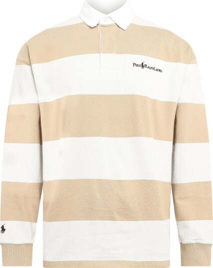 Polo Ralph Lauren Relaxed Fit Striped Jersey Rugby Shirt Beige L