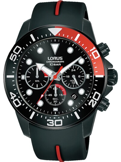 Lorus Herreklokke RT347JX9 Sports Sort/Plast Ø43 mm Lorus Herreklokke RT347JX9 Sports Sort/Plast Ø43 mm