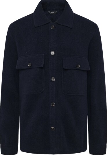 Reiss Banstead Ls Button Through Brushed Overshirt NAVY S