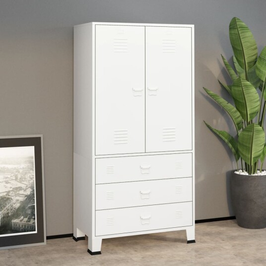 vidaXL Industriell garderobe hvit 90x50x180 cm metall