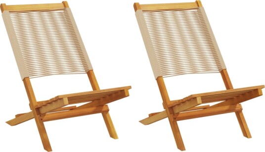 Hagestoler 2 stk beige heltre akasie og polypropylen