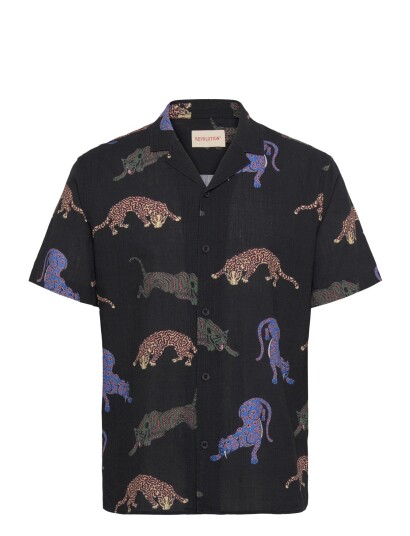 Revolution Short Sleeved Cuban Shirt Black XL Revolution Short Sleeved Cuban Shirt Black XL