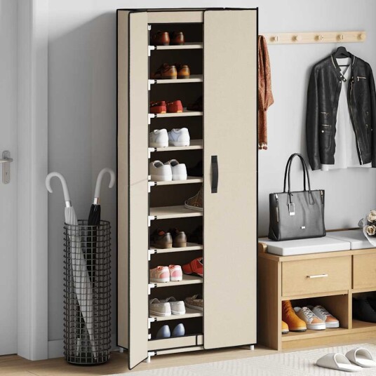 vidaXL Skoskap kremhvit 60x30x166 cm stoff