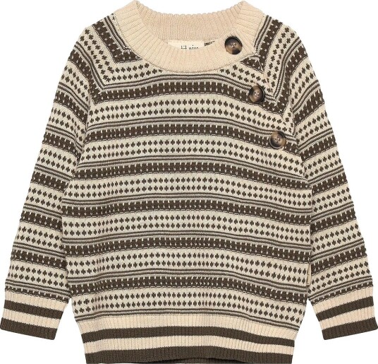 Petit Piao Ppdirch Nordic Knit Sweater DARK OFF WHITE/DUSTY MOSS 62