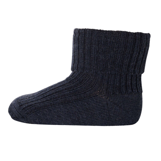 mp denmark wool rib baby socks – dark denim melange   29/32