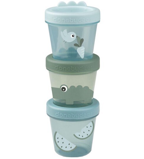 Done By Deer Baby Food Container 3-Pack Croco, Blå