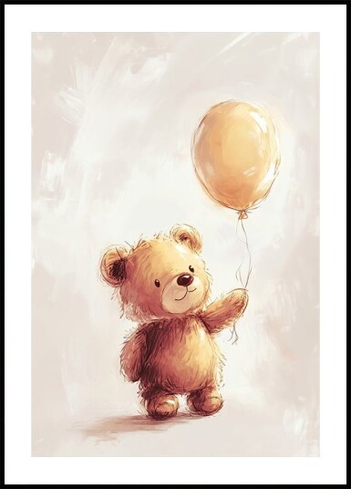 Teddy Bear and Balloon Poster Plakat / 30x40cm
