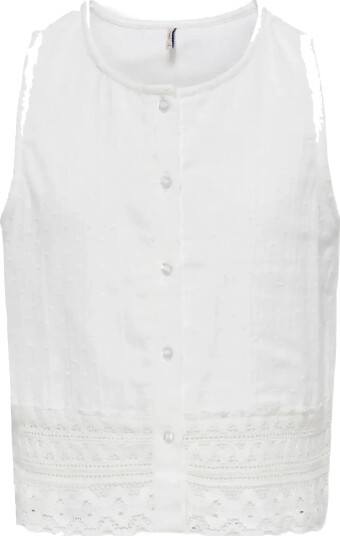Kids Only Koglucy Ermløs Bluse med Broderte Detaljer i Hvit - Størrelse 128 Kids Only Koglucy Ermløs Bluse med Broderte Detaljer i Hvit - Størrelse 128