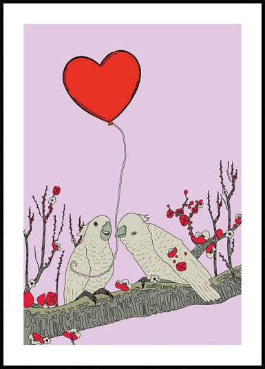 Nicholas Two Birds Perched On A Branch Plakat Plakat / 100x150cm 