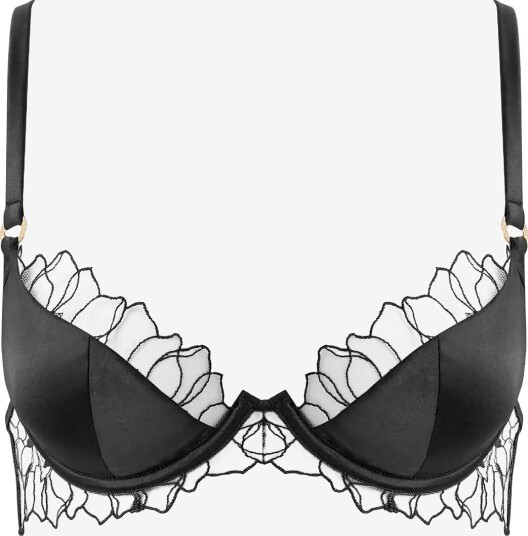 Bluebella Fern Luxury Satin Wired Moulded Bra BLACK/SHEER 70 A