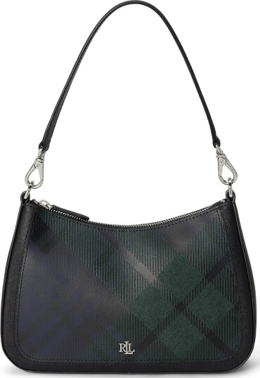 Lauren Ralph Lauren Pinstripe Leather Medium Danni Bag - BLACK WATCH TARTA - One Size