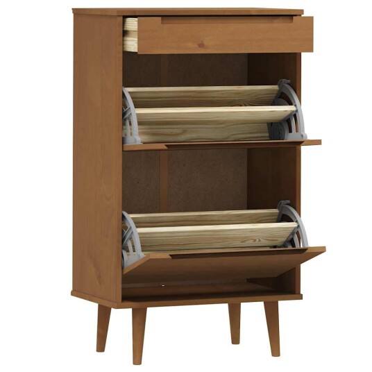 Skoskap MOLDE brun 59,5x35x103 cm heltre furu Skoskap MOLDE brun 59,5x35x103 cm heltre furu