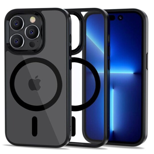 Tech-Protect Magmat Mobildeksel for iPhone 14 Pro - MagSafe Kompatibel - Svart / Gjennomsiktig