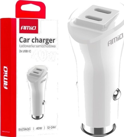 Amio Bil Lader 2X Usb C 40W Amio 03884