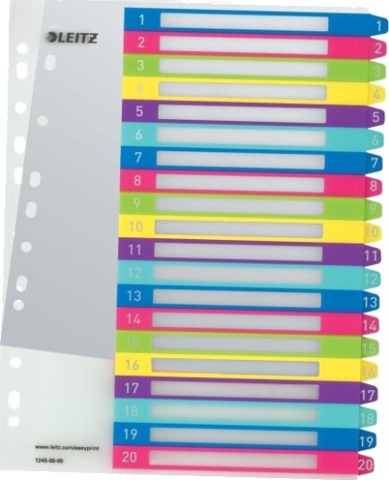 Register Printbar Pp A4+ 1-20 Wow Farver - (Pakke Á 6 Sæt)