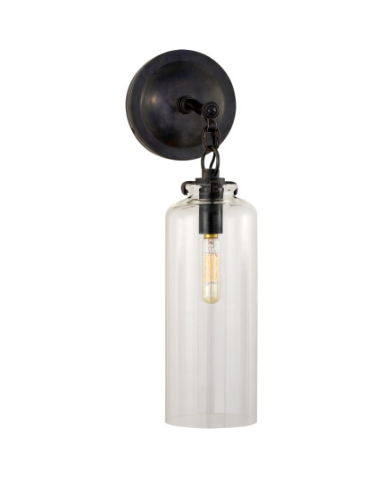 Visual Comfort Katie Small Cylinder Sconce Bronze/Clear Glass Visual Comfort Katie Small Cylinder Sconce Bronze/Clear Glass