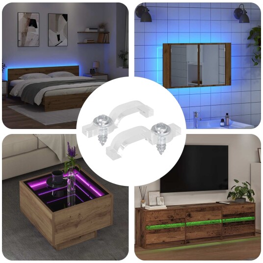  LED Strip Clips 23,8 mm 2 pcs Gjennomsiktig Plast og Jern