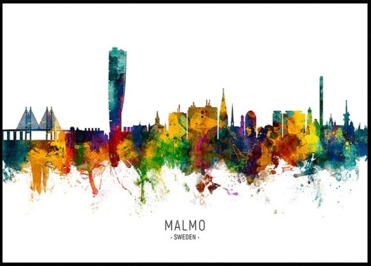 Malmo Sweden Skyline Plakat / 30x40cm
