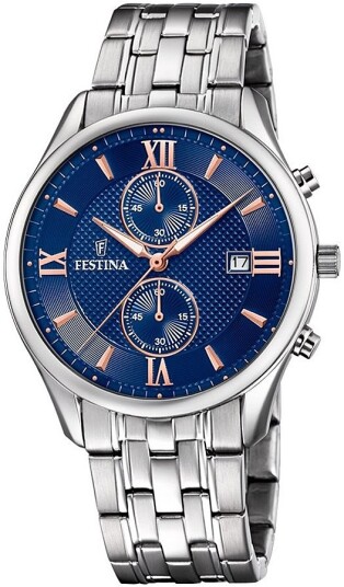 Festina Herreklokke F6854 6 Timeless Blå/Stål Ø42 mm