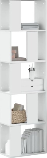  Bokhylle 5 etasjer hvit 45x23,5x162,5 cm konstruert tre